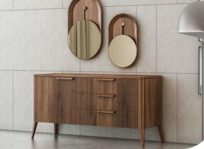 Natural Walnut - Toros Black Marble Chest of drawers Luxury Living room furniture